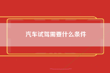 汽车试驾需要什么条件