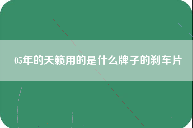 05年的天籁用的是什么牌子的刹车片