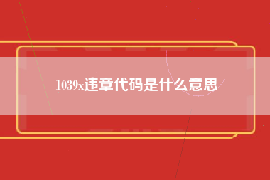 1039x违章代码是什么意思