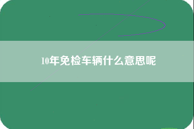 10年免检车辆什么意思呢