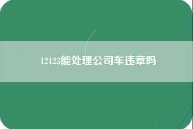 12123能处理公司车违章吗