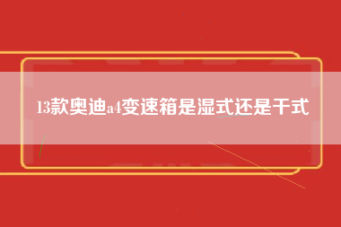 13款奥迪a4变速箱是湿式还是干式