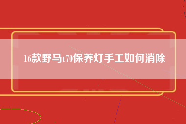 16款野马t70保养灯手工如何消除