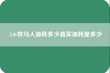 2.0t牧马人油耗多少真实油耗是多少