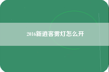 2016新逍客雾灯怎么开