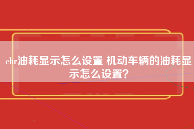 chr油耗显示怎么设置 机动车辆的油耗显示怎么设置？