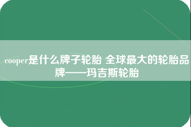 cooper是什么牌子轮胎 全球最大的轮胎品牌——玛吉斯轮胎