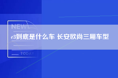 e3到底是什么车 长安欧尚三厢车型