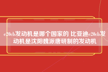 e20cb发动机是哪个国家的 比亚迪e20cb发动机是沈阳魏派唐研制的发动机