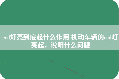 ecd灯亮到底起什么作用 机动车辆的ecd灯亮起，说明什么问题