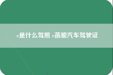 e是什么驾照 e菡旎汽车驾驶证