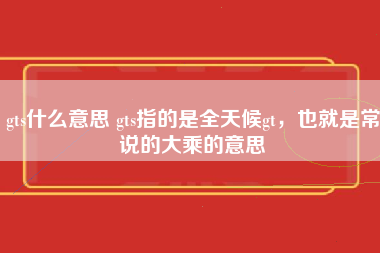 gts什么意思 gts指的是全天候gt，也就是常说的大乘的意思