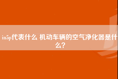 in5p代表什么 机动车辆的空气净化器是什么？