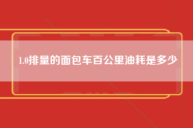 1.0排量的面包车百公里油耗是多少