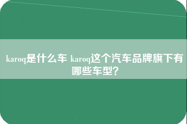 karoq是什么车 karoq这个汽车品牌旗下有哪些车型？