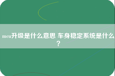 mcu升级是什么意思 车身稳定系统是什么？