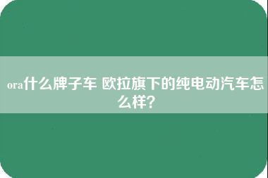 ora什么牌子车 欧拉旗下的纯电动汽车怎么样？