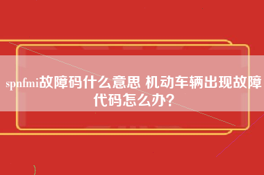 spnfmi故障码什么意思 机动车辆出现故障代码怎么办？