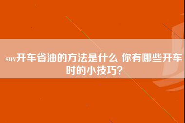 suv开车省油的方法是什么 你有哪些开车时的小技巧？