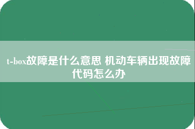 t-box故障是什么意思 机动车辆出现故障代码怎么办