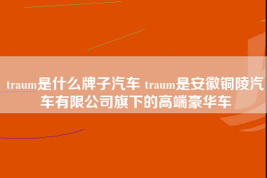 traum是什么牌子汽车 traum是安徽铜陵汽车有限公司旗下的高端豪华车