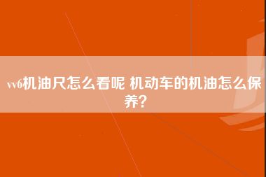 vv6机油尺怎么看呢 机动车的机油怎么保养？