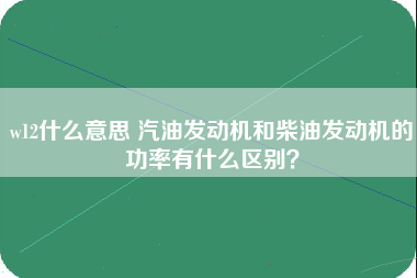 w12什么意思 汽油发动机和柴油发动机的功率有什么区别？