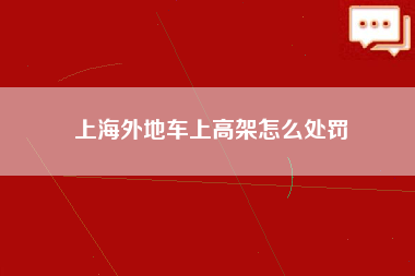 上海外地车上高架怎么处罚