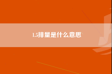 1.5排量是什么意思