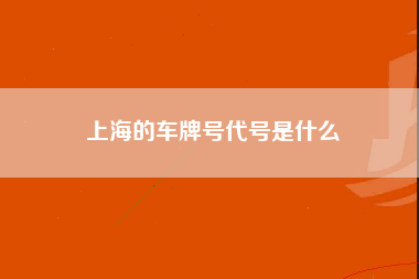 上海的车牌号代号是什么