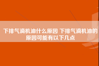 下排气滴机油什么原因 下排气滴机油的原因可能有以下几点