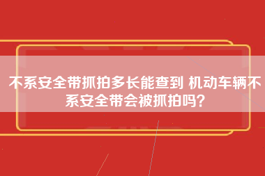 不系安全带抓拍多长能查到 机动车辆不系安全带会被抓拍吗？