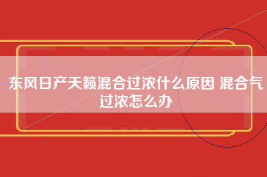 东风日产天籁混合过浓什么原因 混合气过浓怎么办