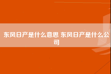 东风日产是什么意思 东风日产是什么公司