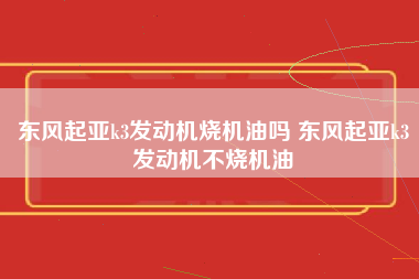 东风起亚k3发动机烧机油吗 东风起亚k3发动机不烧机油