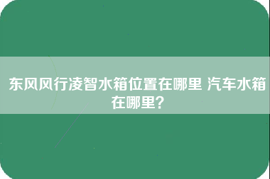 东风风行凌智水箱位置在哪里 汽车水箱在哪里？