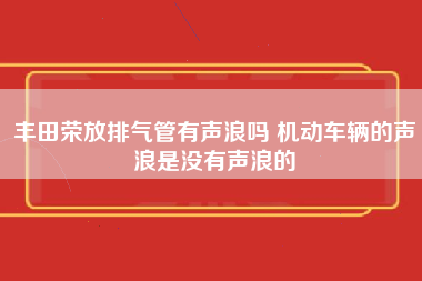 丰田荣放排气管有声浪吗 机动车辆的声浪是没有声浪的