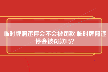 临时牌照违停会不会被罚款 临时牌照违停会被罚款吗？