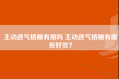 主动进气格栅有用吗 主动进气格栅有哪些好处？