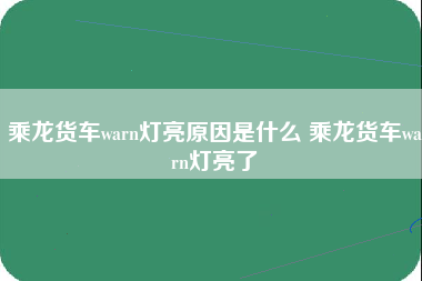 乘龙货车warn灯亮原因是什么 乘龙货车warn灯亮了