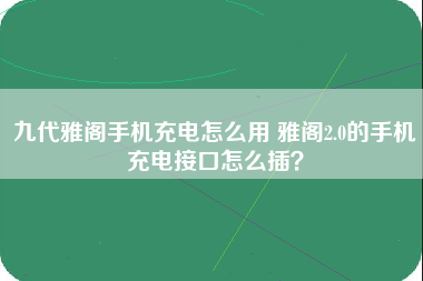 九代雅阁手机充电怎么用 雅阁2.0的手机充电接口怎么插？