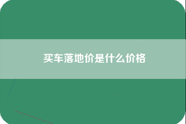 买车落地价是什么价格