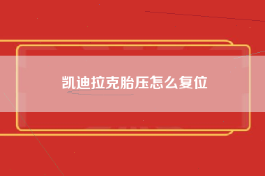 凯迪拉克胎压怎么复位