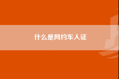 什么是网约车人证