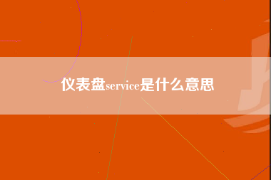 仪表盘service是什么意思