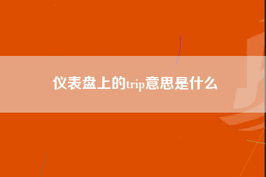 仪表盘上的trip意思是什么