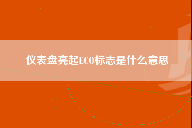 仪表盘亮起ECO标志是什么意思