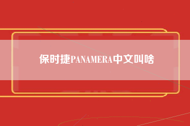 保时捷PANAMERA中文叫啥