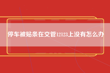 停车被贴条在交管12123上没有怎么办