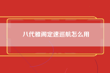 八代雅阁定速巡航怎么用